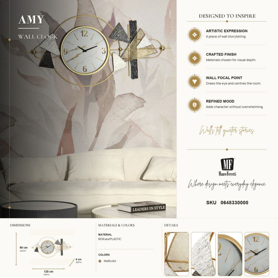 Wandklok Amy 120×6×60 cm