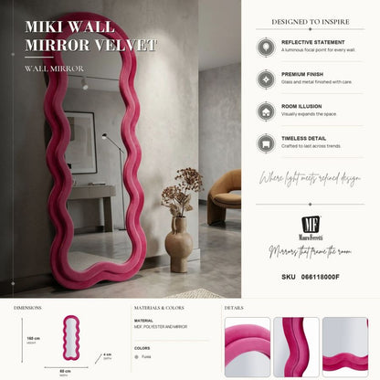 Spiegel Miki Wall Mirror Velvet Fuchsia 60×4×160 cm