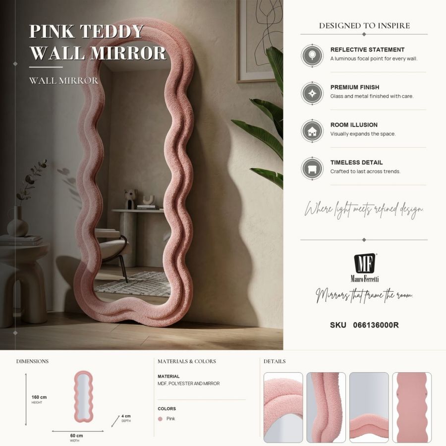 Spiegel Pink Teddy Wall Mirror 60×4×160 cm