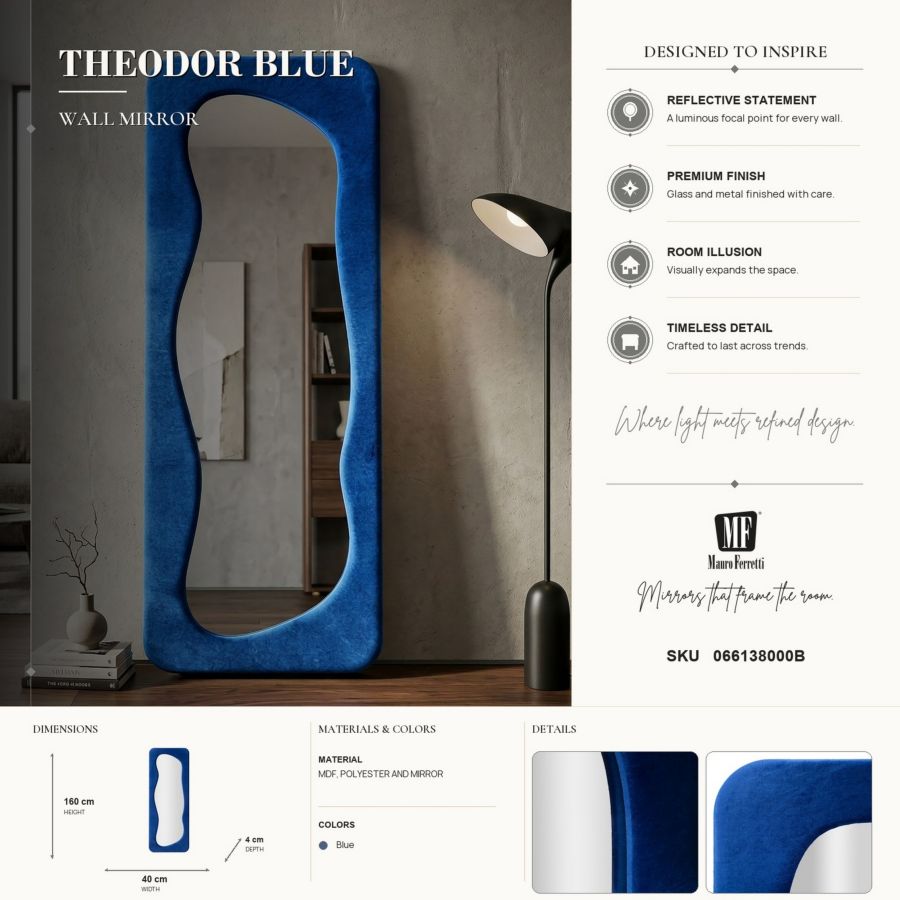 Spiegel Theodor Blue 60×4×160 cm