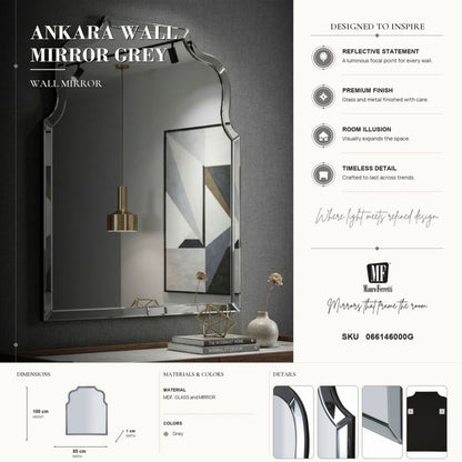 Spiegel Ankara Wall Mirror Grey 85×1×100 cm