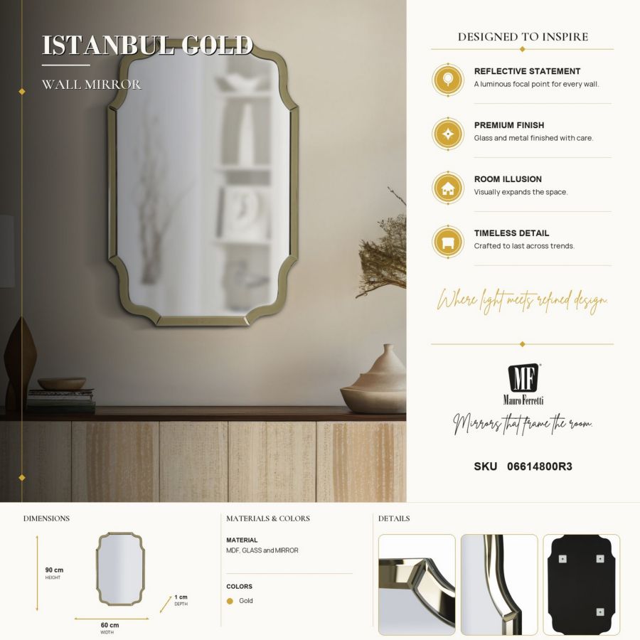 Spiegel Istanbul Gold 60×1×90 cm