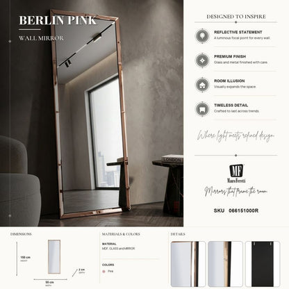 Spiegel Berlin Pink 55×2×150 cm