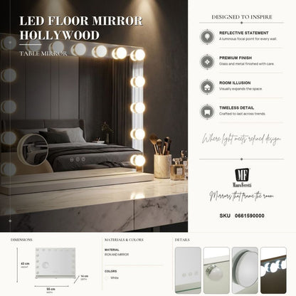 Spiegel Led Floor Mirror Hollywood 55×14×43 cm