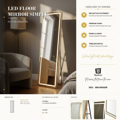 Spiegel Led Floor Mirror Simple Rectangular 50×3 cm