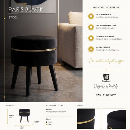 Kruk Paris Black Ø 35×40,5 cm
