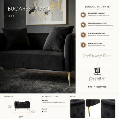 Bank Bucarest Black 127×74×71 cm