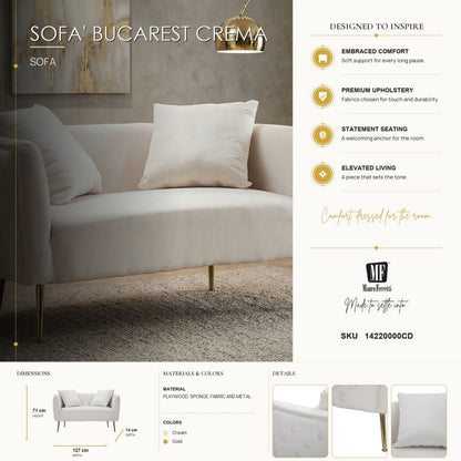 Bank Sofa' Bucarest Crema 127×74×73 cm