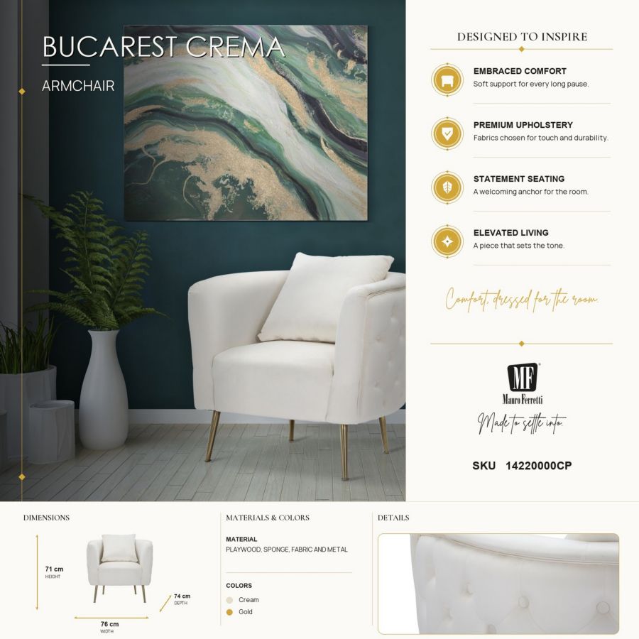 Fauteuil Bucarest Crema 76×74×73 cm
