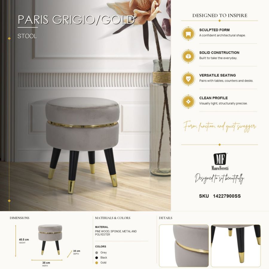 Kruk Paris Grigio/gold Ø 35×40,5 cm