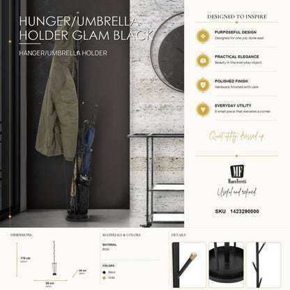 Kapstok Hunger/umbrella Holder Glam Black Cmø 26x176