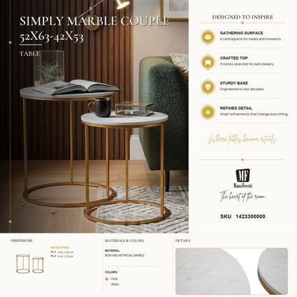 Tafel Simply Marble Couple Ø 52x63-42x53