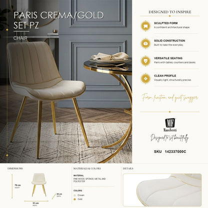 Stoel Paris Crema/gold Set 2 Pz 51×59×79 cm