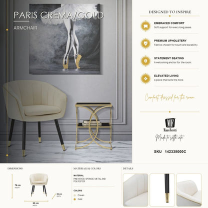 Fauteuil Paris Crema/gold 62×58×78 cm