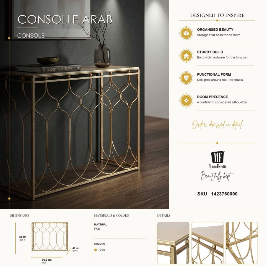 Consoletafel Consolle Arab 96,5×41×78 cm