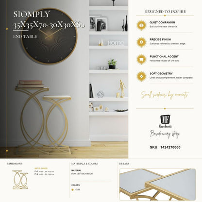 Bijzettafel Siomply 35x35x70-30x30x60