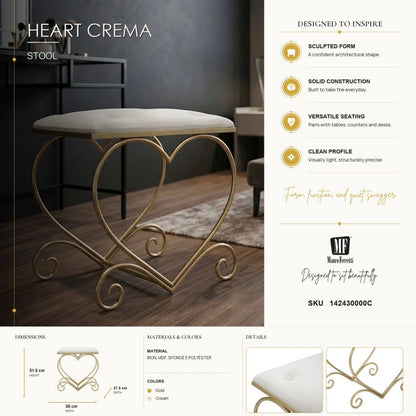 Kruk Heart Crema 50×37,5×51,5 cm