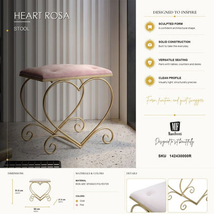 Kruk Heart Rosa 50×37,5×51,5 cm