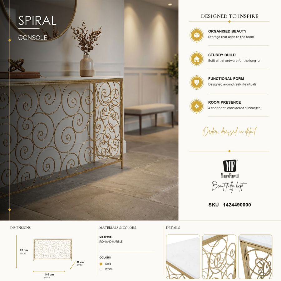 Consoletafel Spiral 140×36×82 cm