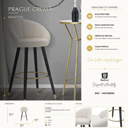 Barkruk Prague Crema 55×56×104 cm