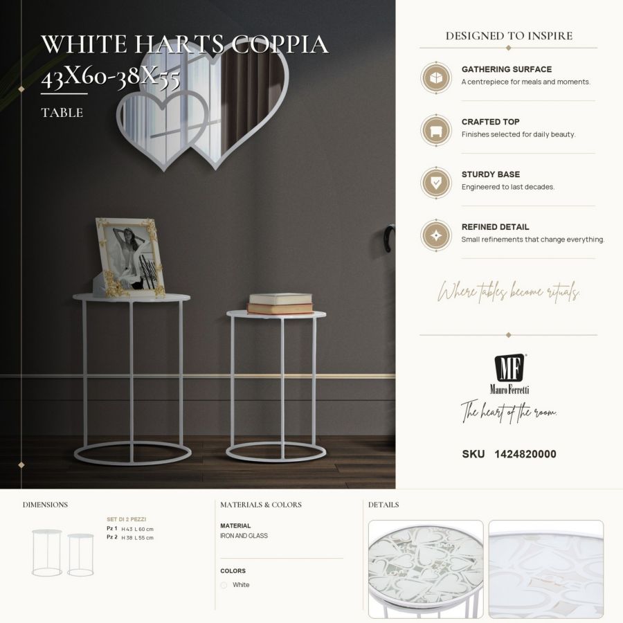 Tafel White Harts Coppia Ø 43×60 cm