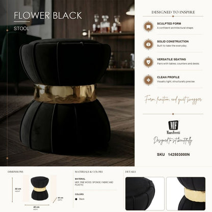 Kruk Flower Black Ø 40×44 cm