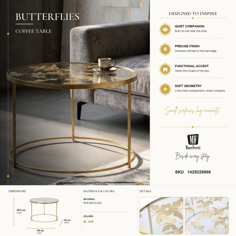 Salontafel Butterflies Ø 60×40,5 cm