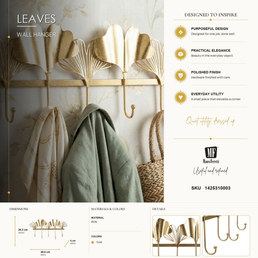 Wandkapstok Hanger 5 Leaves 49,5×6×26,3 cm