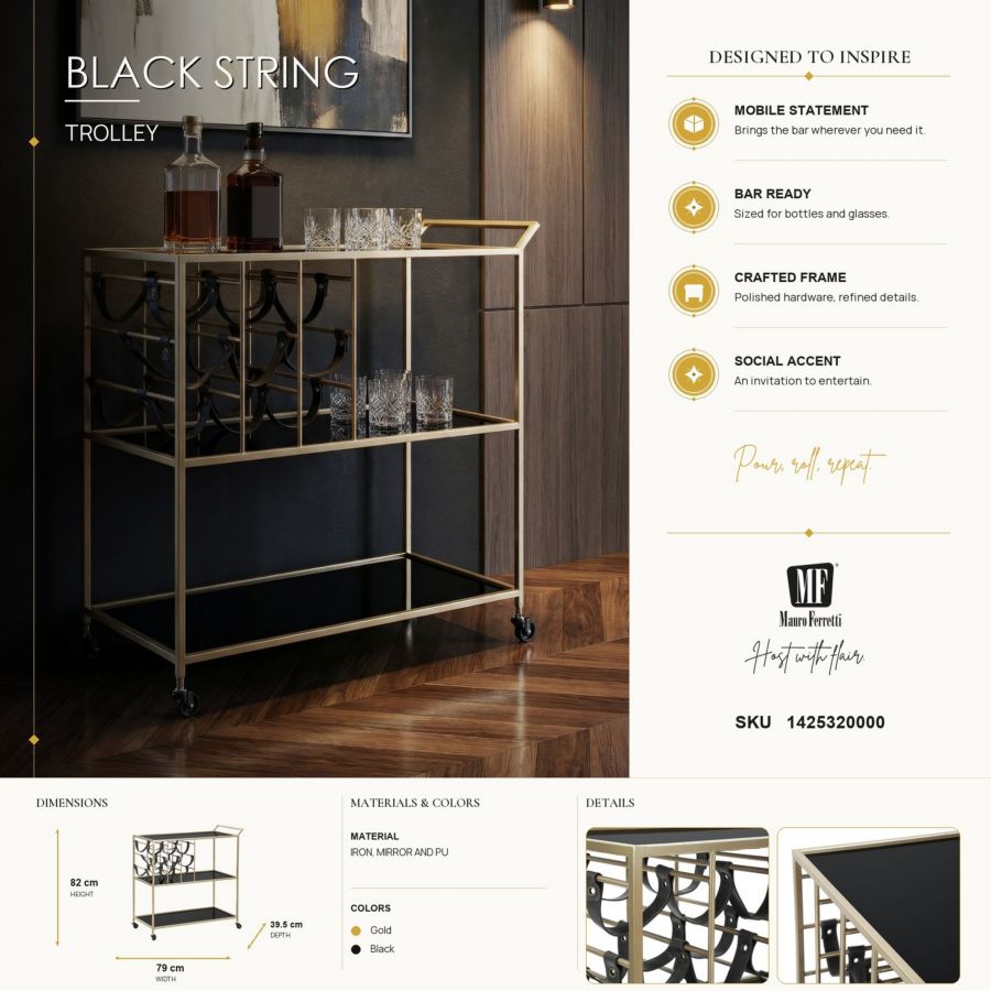 Trolley Black String 79×39,5×82 cm