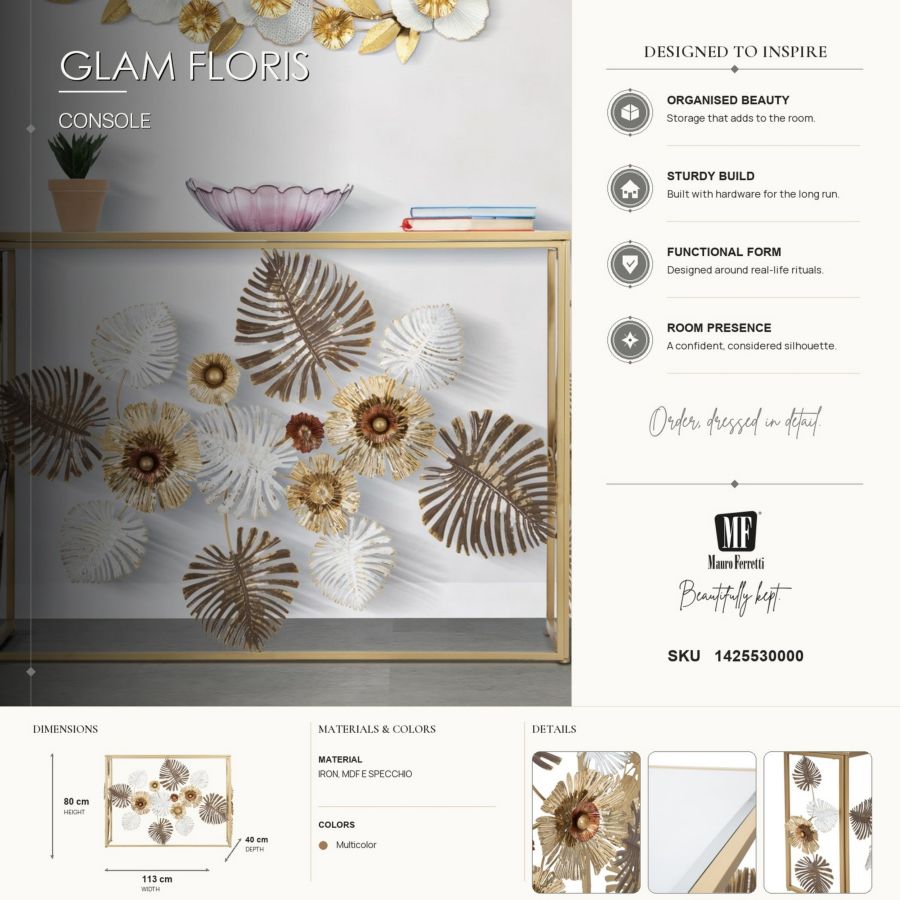 Consoletafel Glam Floris 113×40×80 cm