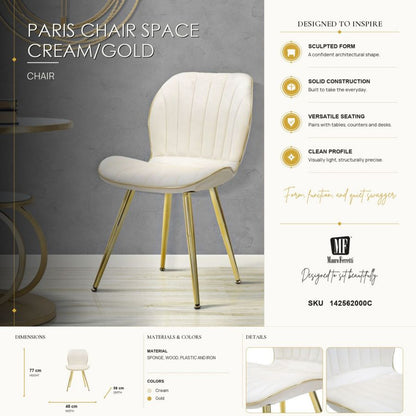 Stoel Paris Chair Space Cream/gold Set 2 Pz 46×58×77 cm