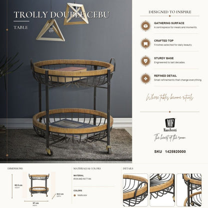 Tafel Trolly Double Cebu 57×55,5×62,5 cm