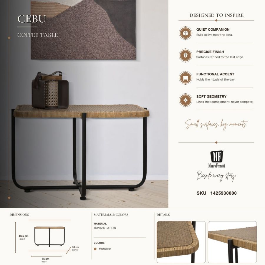 Salontafel Cebu 75×55×46,5 cm
