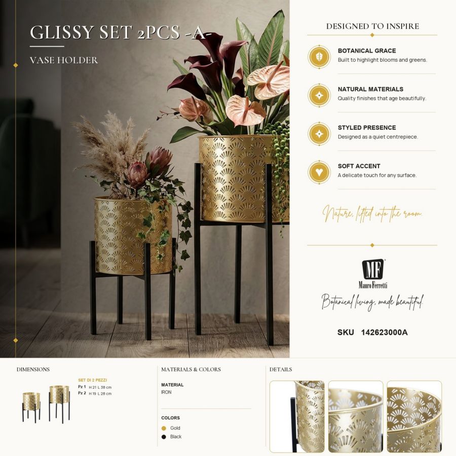 Vaashouder Glissy Set 2pcs -a- Ø 21×38 cm