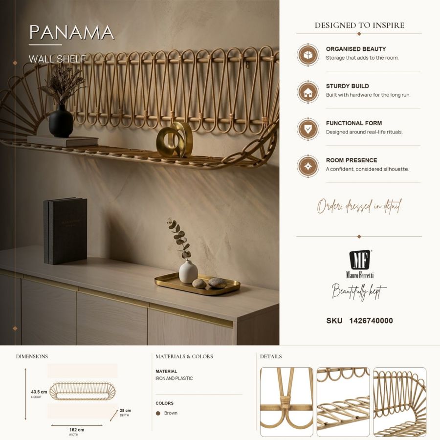 Wandplank Panama 162×28×43,5 cm