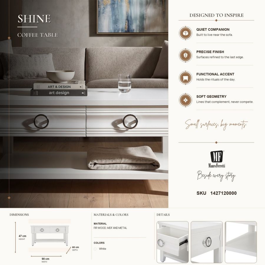 Salontafel Shine 90×60×47 cm