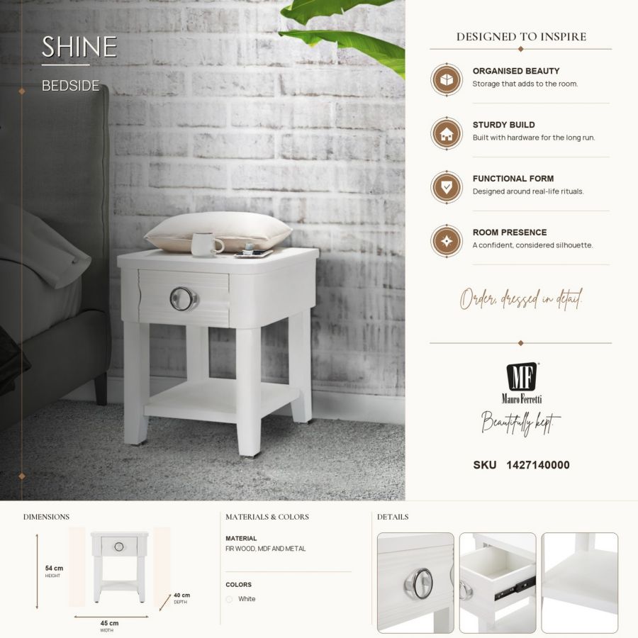 Nachtkastje Bedside Shine 45×40×54 cm