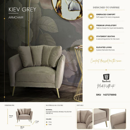 Fauteuil Kiev Grey 88×77×74 cm
