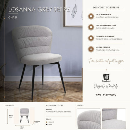 Stoel Losanna Grey Set 2 Pz 58×60,5×85 cm