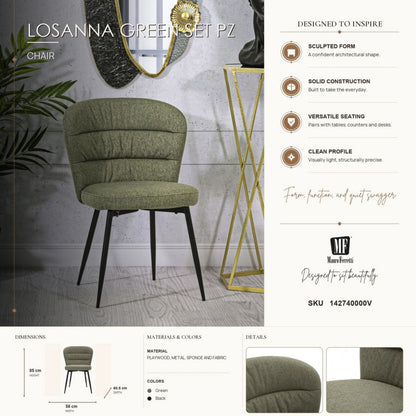 Stoel Losanna Green Set 2 Pz 58×60,5×85 cm