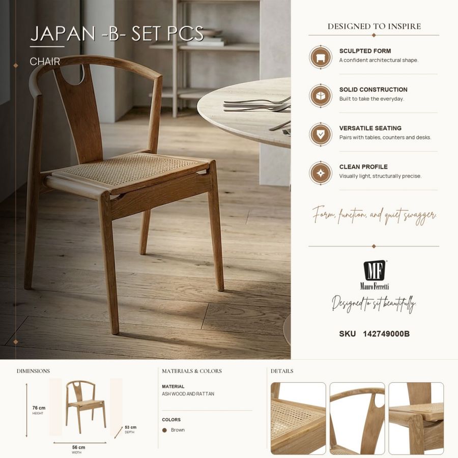 Stoel Japan -b- Set 2 Pcs 56×53×76 cm