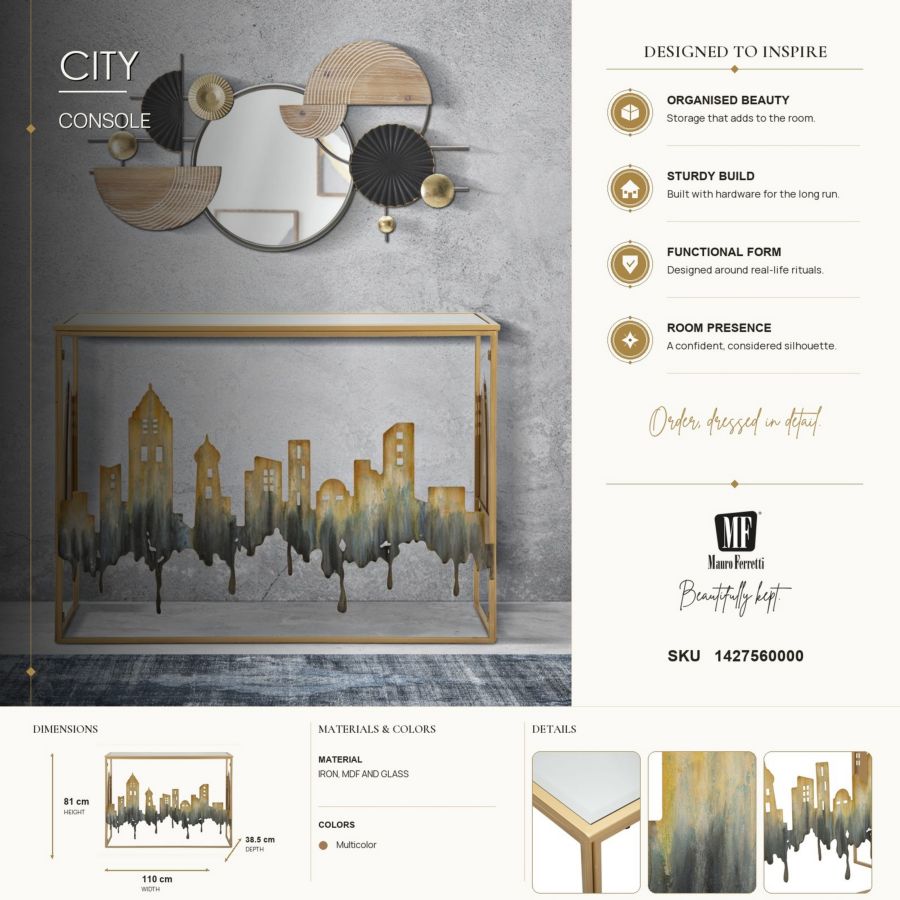 Consoletafel City 110×38,5×81 cm