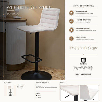 Barkruk Lift High White 43×49,5×85,5 cm