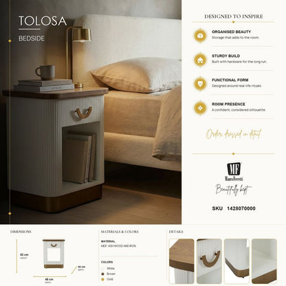 Nachtkastje Bedside Tolosa 48×40×62 cm