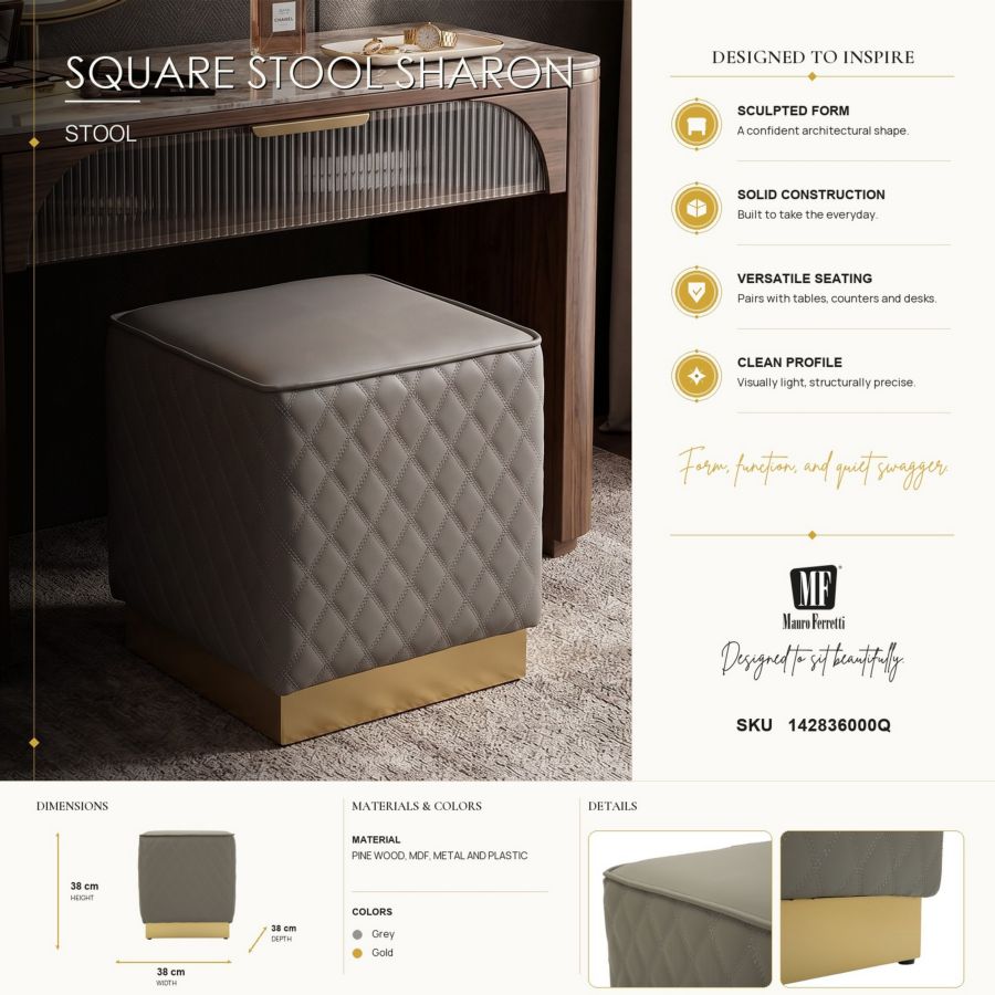 Kruk Square Stool Sharon 35×35×38 cm