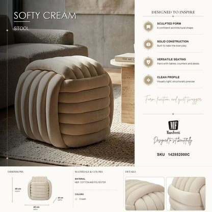 Kruk Softy Cream 45×45×45 cm