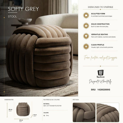 Kruk Softy Grey 45×45×45 cm
