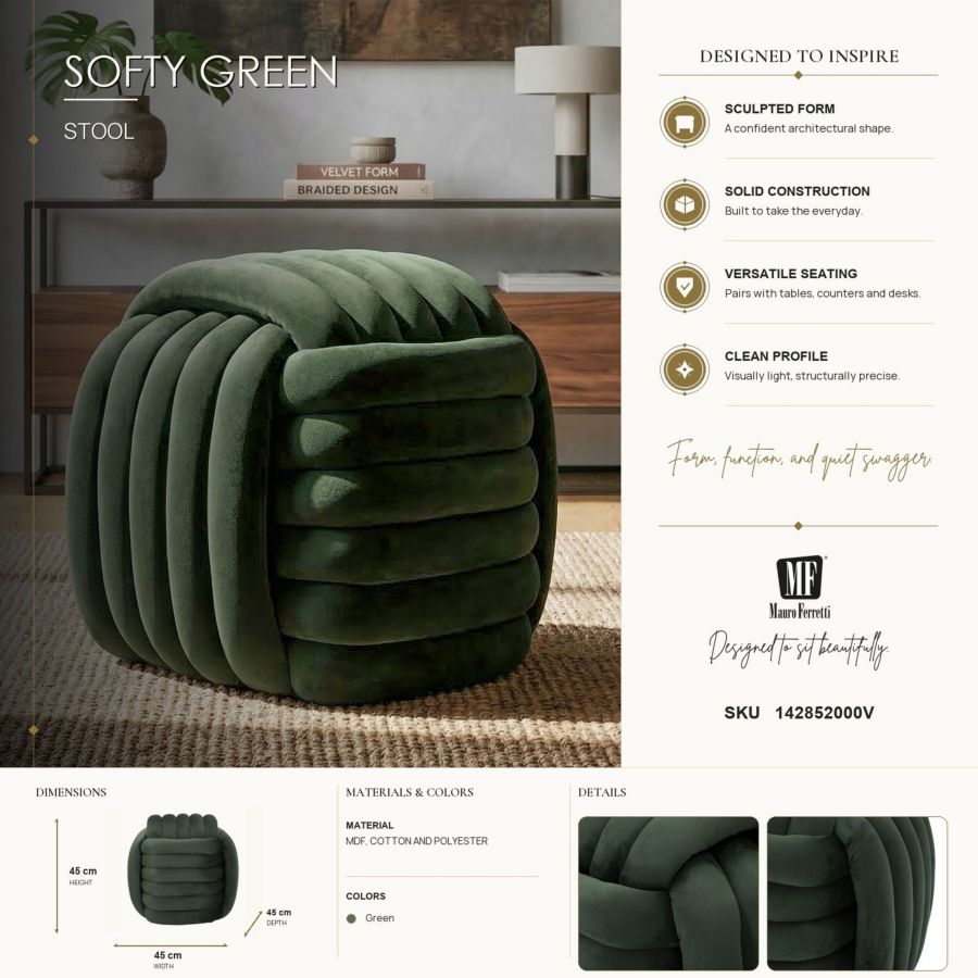 Kruk Softy Green 45×45×45 cm