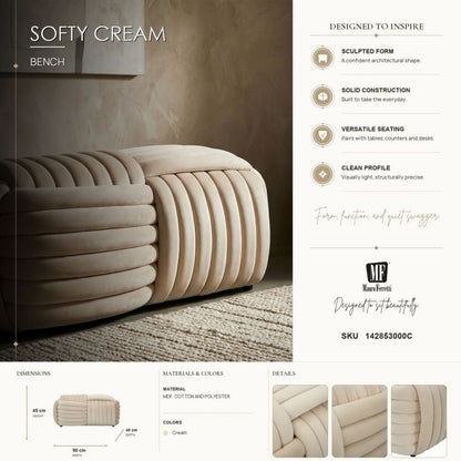 Bankje Softy Cream 90×45×45 cm