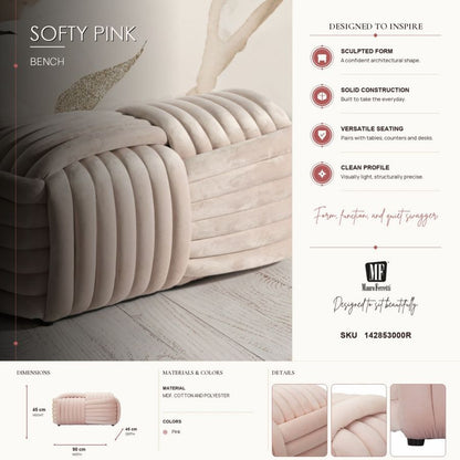 Bankje Softy Pink 90×45×45 cm